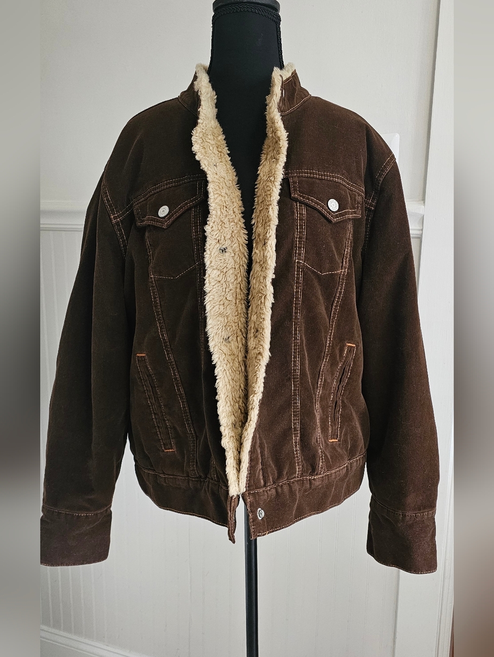 GAP Brown Corduroy Sherpa-Lined Trucker Jacket XXL